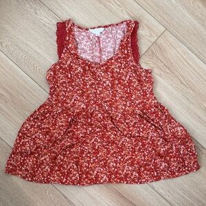 LC Lauren Conrad Coral Floral Top